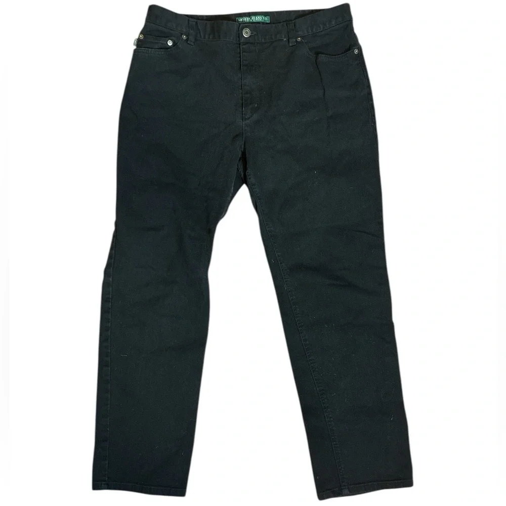 Ralph Lauren Black Straight Leg Jeans Size 16 Classic Fit Cotton